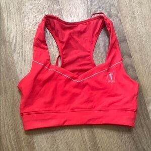 Vibrant Red Sports Bra with Wide Straps and Supportive Band by 1st Phorm